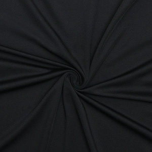 Detail shot of the black pleated fabric texture showing high elasticity and glossy finish