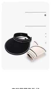 UPF50+ breathable empty top sun hat with wide brim and letters for effective sun protection
