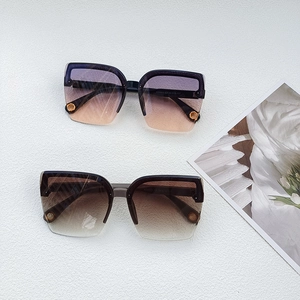 Women's trendy semi-rimless oversized sunglasses with gradient lenses and quality frame