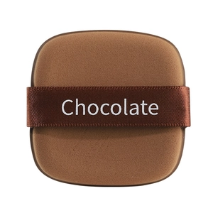 Brown square cushion puff with Chocolate ribbon for flawless foundation application
