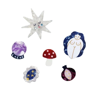 Chic acetate hair clips with cartoon star and mushroom designs for women and girls