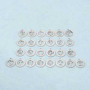 26-piece set of silver stainless steel A-Z letter pendants for DIY jewelry making