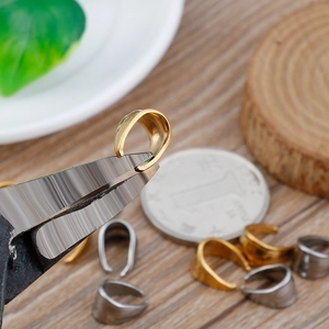 Minimalist stainless steel pinch bails in gold and silver for DIY jewelry making
