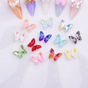 Abalorios de mariposa de cristal 3D en varios colores para manicura y diseño de uñas