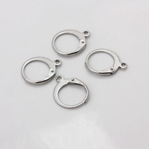 Set of four silver leverback earring hooks for DIY jewelry making on white background