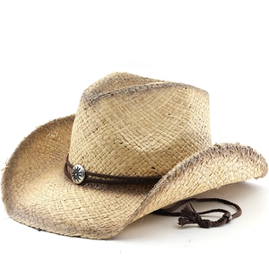 Cappello Da Cowboy Western In Paglia Naturale A Tesa Larga Protezione Solare Retro Decorazione Per Feste In Spiaggia All Aperto