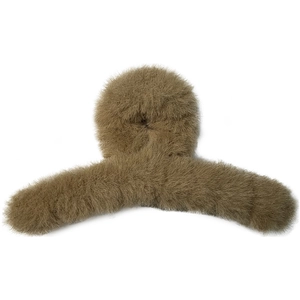 Pince à cheveux 14cm en peluche marron fausse fourrure accessoire hiver élégant