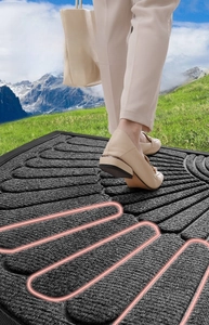 Detail view of durable non-slip rubber doormat showing 3D grooves and scraping texture