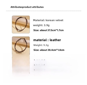 Detail specifications for retro leather butterfly chokers showing velvet and cord materials