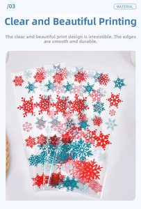 Détail de sacs OPP de Noël avec impression de flocons de neige colorés de qualité