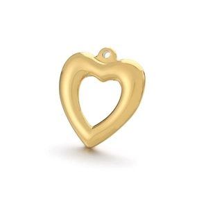 Polished golden hollow heart pendant in stainless steel for DIY jewelry making and crafts