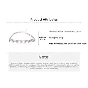 Detailed size specifications for the sparkling rhinestone tassel pendant necklace