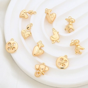 Gold-plated elephant and heart charms collection for DIY handmade jewelry crafts