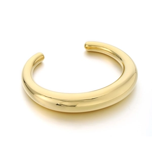 Bracelet manchette ouvert en forme de C en acier inoxydable plaqué or 18 carats poli