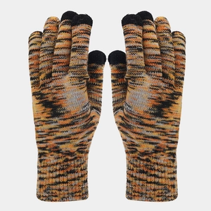 Three-tone tiger pattern tie-dye knit touchscreen gloves with warm thermal fleece lining