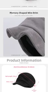 Size chart showing circumference 55-60cm and dimensions for this pleated beret hat