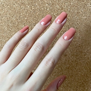 Peach Pink Square Press On Nails Glossy Full Cover Fake Nails Sweet Style For Women ABS Plastic