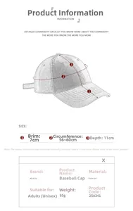 Tabella delle taglie per cappellino da ciclismo con lunghezza visiera e circonferenza