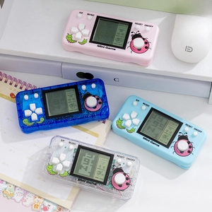Classic handheld Tetris game console for kids in various colors with cartoon patterns