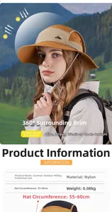 Detail of adjustable windproof rope and nylon material on outdoor sun bucket hat