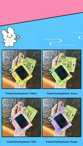 Panda mini magnetic drawing board keychain in four colorful variants