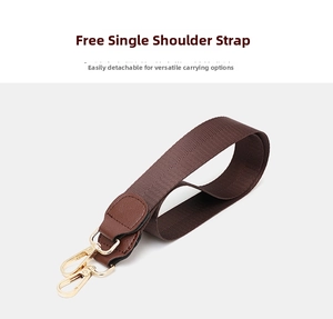 Brown woven detachable shoulder strap with golden lobster clasps for handbags