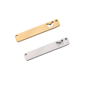Golden and silver mirror titanium steel butterfly hollow rectangle pendants 6x35mm