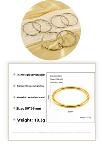 Détails de bracelets en acier plaqué or 18K sur soie avec dimensions de 59x69mm