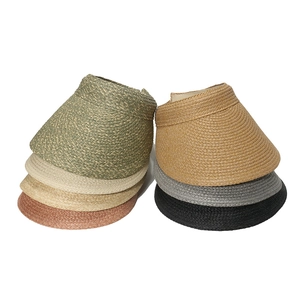 Chic raffia open-top sun hats for women in multiple colors with woven texture