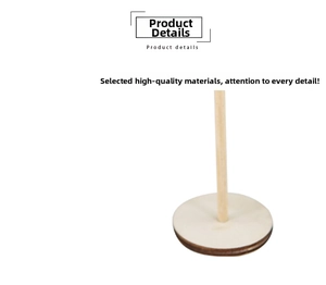 Close-up of circular wooden base with carbonized finish and smooth polished pillar