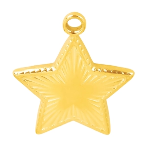 304 stainless steel gold star pendant featuring textured surface and dotted edges