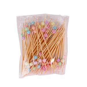 Pack of colorful soccer pattern cocktail bamboo picks for creative cake decoration