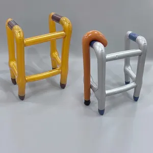Inflatable Walker And Cane Prop PVC Plastic Foldable Prank Accessory Halloween Party Dress Up Costume Old Man Gag Gift