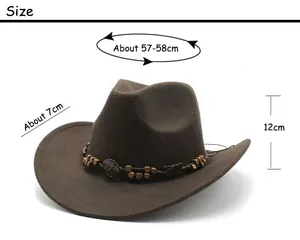 Size chart detail for western cowboy wool felt hat with 57-58cm head circumference