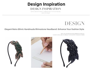 Detailed close-up of handmade beaded bohemian headband with rhinestones and floral patterns