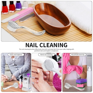 Brosse à ongles ergonomique à long manche avec capuchon pour manucure et nettoyage
