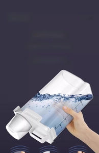 Waterproof test of transparent grain storage container with scale and white locking lid