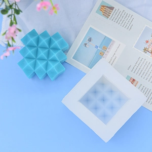 Pyramid texture silicone mold for DIY candles and handmade soap making in blue background