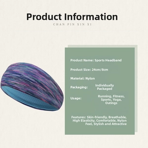 Detail view of breathable nylon sports headband with 24x8cm size and striped pattern