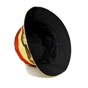 Creative hamburger pattern bucket hat with reversible design for outdoor sun protection