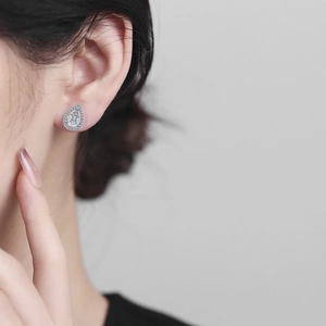 Elegant waterdrop cubic zirconia earrings on model for a stylish fashion look