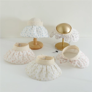 Détails de chapeaux de soleil fleuris en organza pour filles avec dentelle et cordon réglable