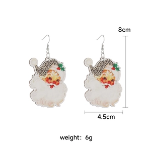 Close-up of cute Santa Claus acrylic earrings with dimensions 8cm height and 6g weight