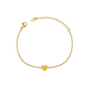 Minimalist 18K gold plated heart charm bracelet with lobster clasp and extension chain