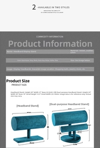 Detailed size chart for headband and bracelet display stands with precise measurements