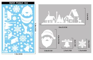 Guide des tailles des autocollants de Noël avec dimensions du Père Noël et des flocons