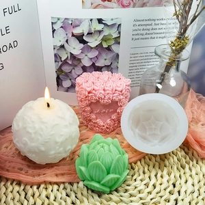 Stampo in silicone per candele a rosa loto e ornamenti di sapone fatti a mano