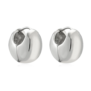 Polished silver geometric hoop earrings with chunky water drop design for women