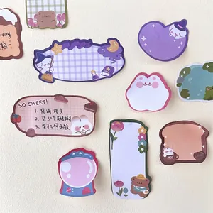 Assorted cute cartoon sticky notes with bear and rabbit patterns for journaling