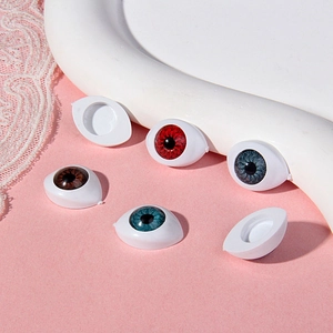 Colorful 10x14mm boat-shaped acrylic doll eyes in multiple colors for DIY doll making